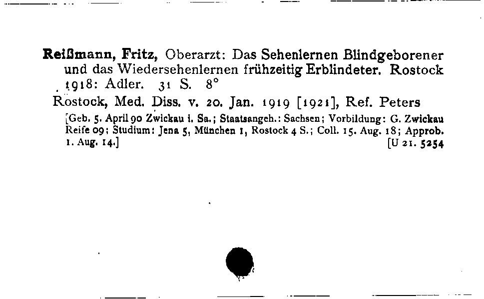 [Katalogkarte Dissertationenkatalog bis 1980]