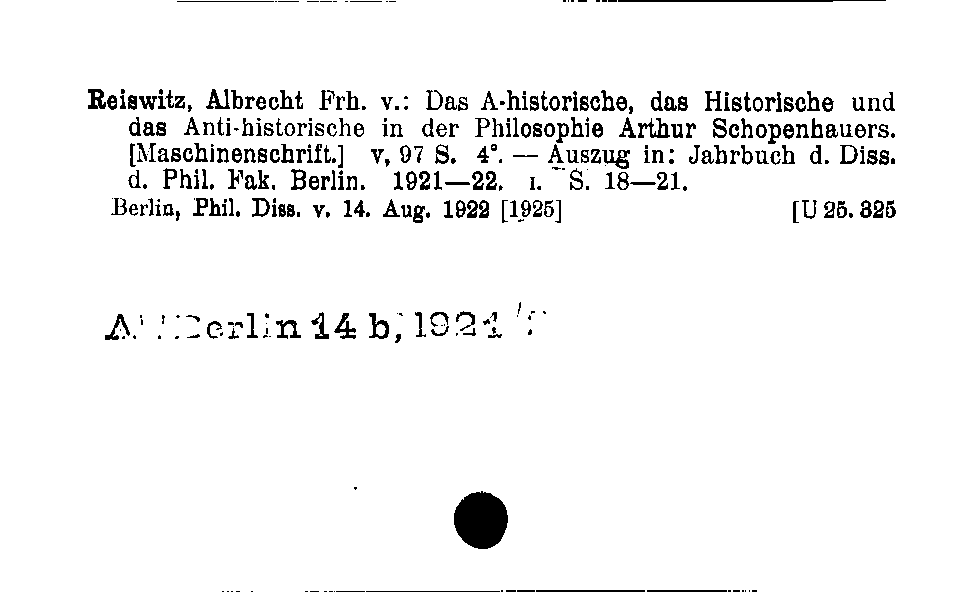 [Katalogkarte Dissertationenkatalog bis 1980]