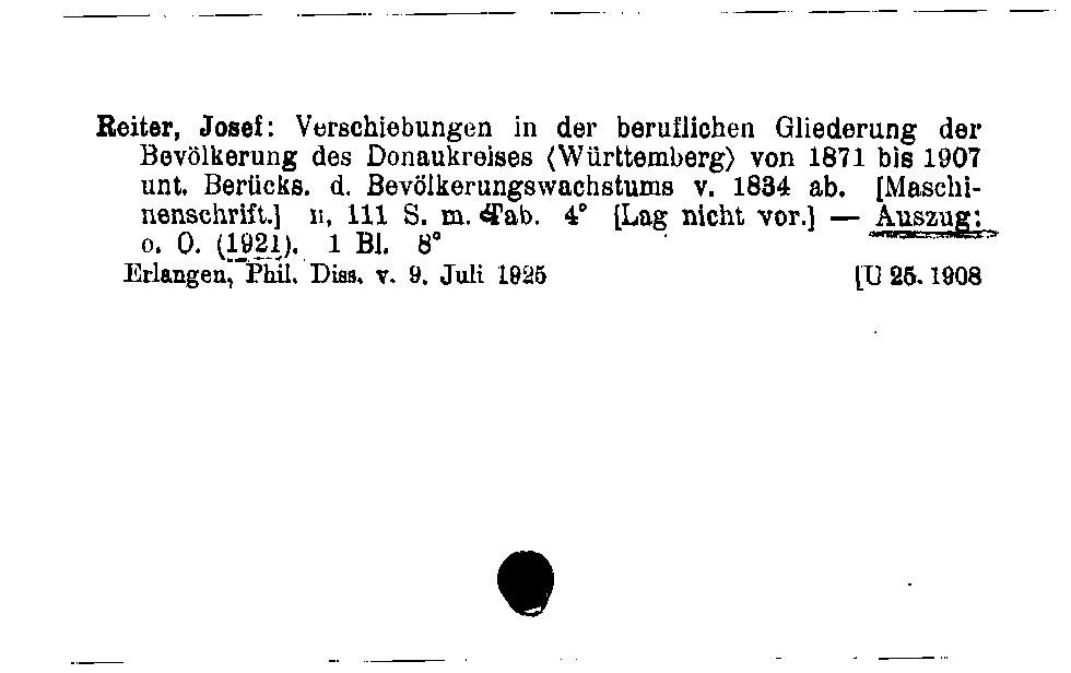 [Katalogkarte Dissertationenkatalog bis 1980]