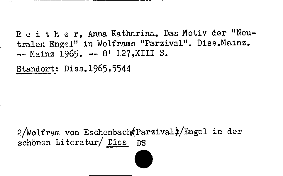 [Katalogkarte Dissertationenkatalog bis 1980]