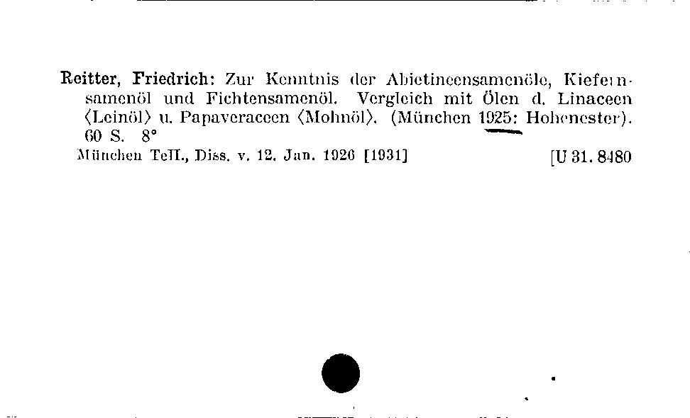 [Katalogkarte Dissertationenkatalog bis 1980]