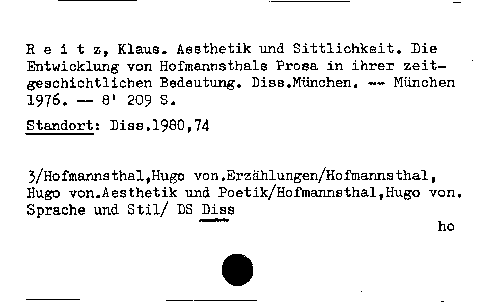 [Katalogkarte Dissertationenkatalog bis 1980]