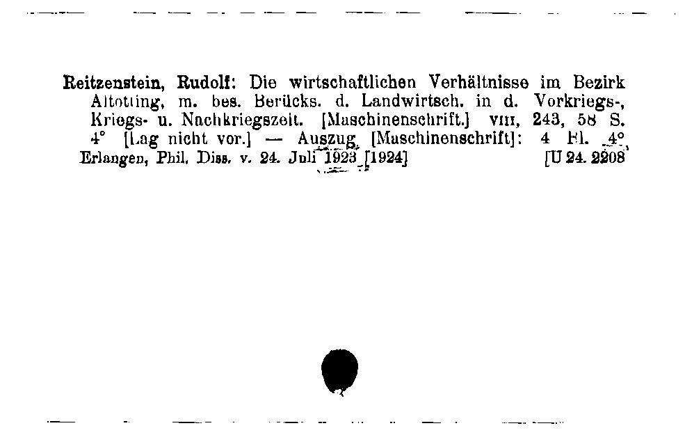 [Katalogkarte Dissertationenkatalog bis 1980]