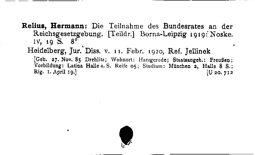 [Katalogkarte Dissertationenkatalog bis 1980]