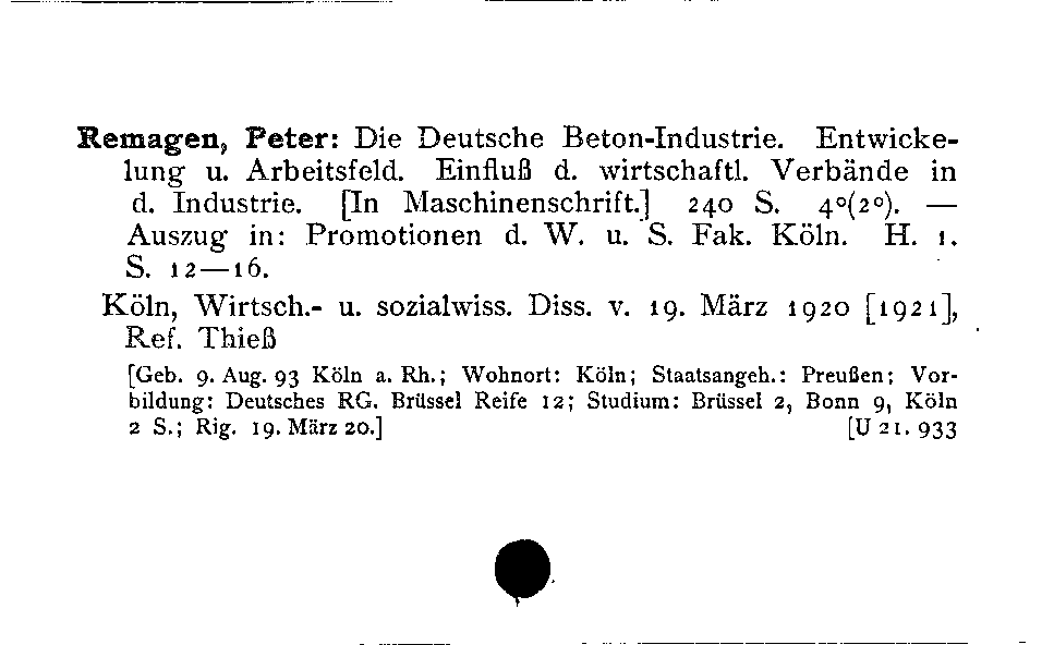 [Katalogkarte Dissertationenkatalog bis 1980]