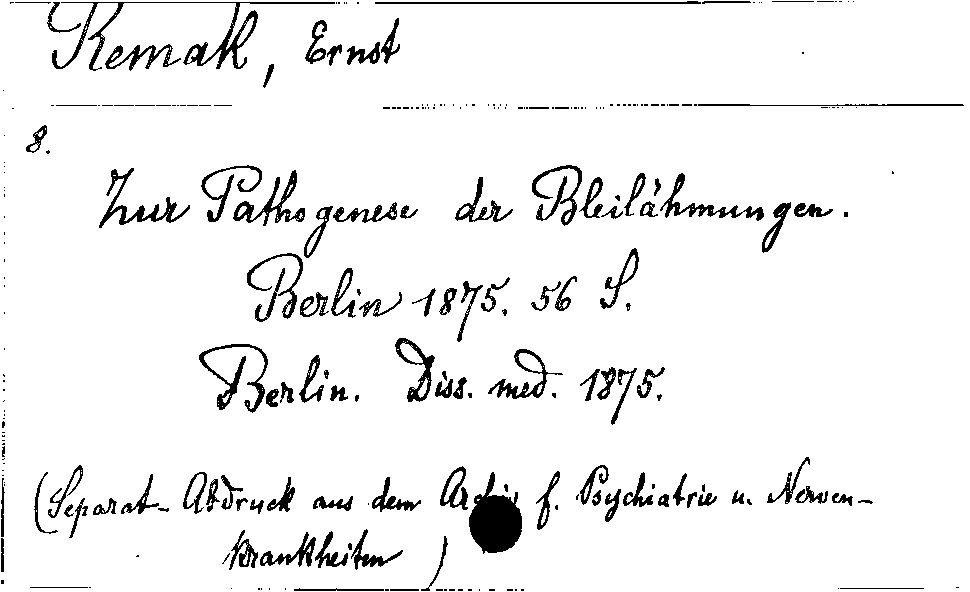 [Katalogkarte Dissertationenkatalog bis 1980]