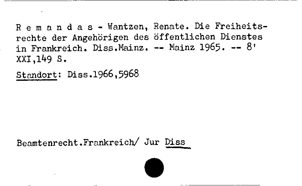 [Katalogkarte Dissertationenkatalog bis 1980]