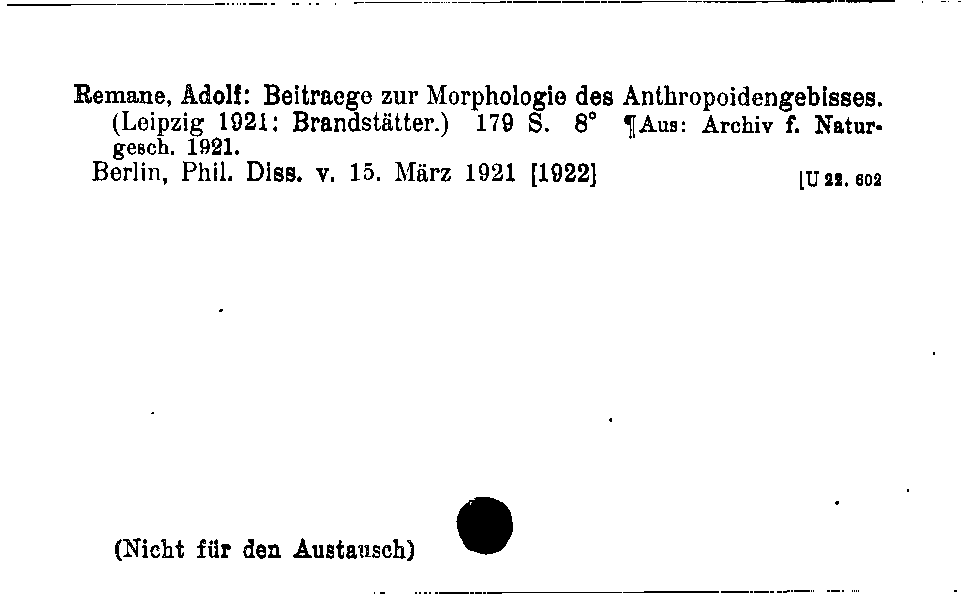 [Katalogkarte Dissertationenkatalog bis 1980]