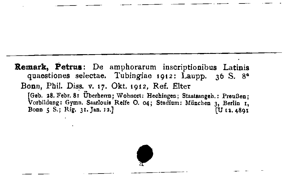 [Katalogkarte Dissertationenkatalog bis 1980]