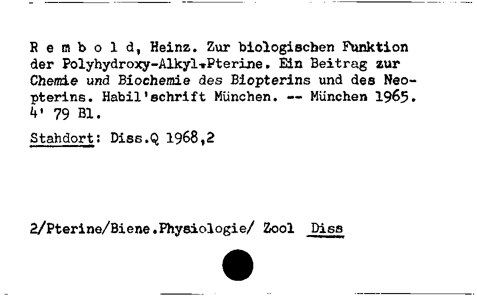 [Katalogkarte Dissertationenkatalog bis 1980]