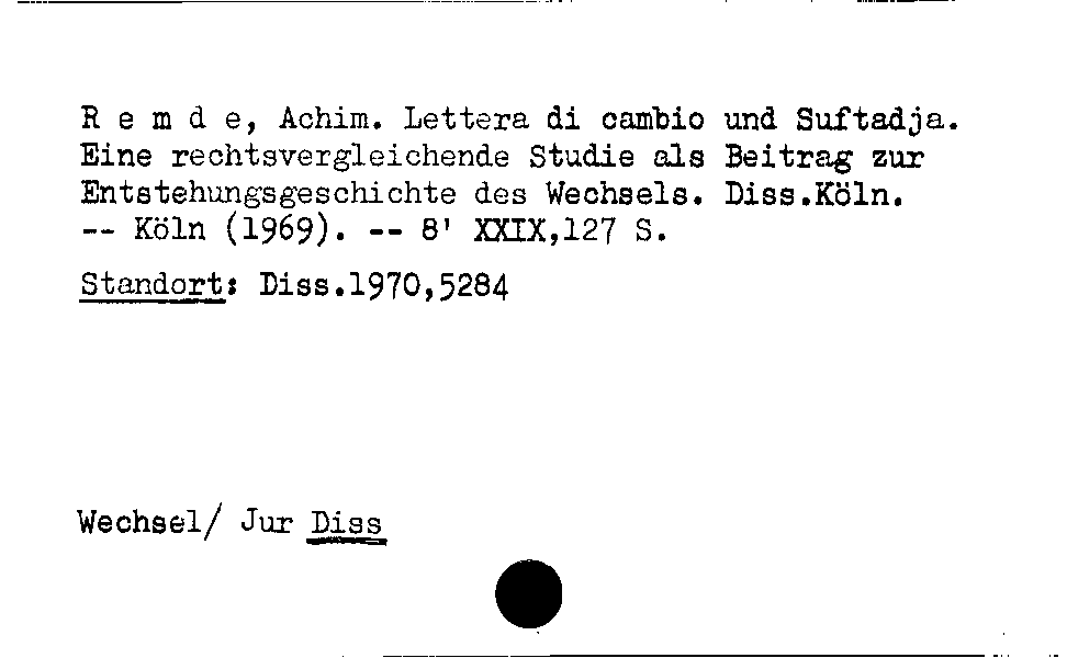 [Katalogkarte Dissertationenkatalog bis 1980]