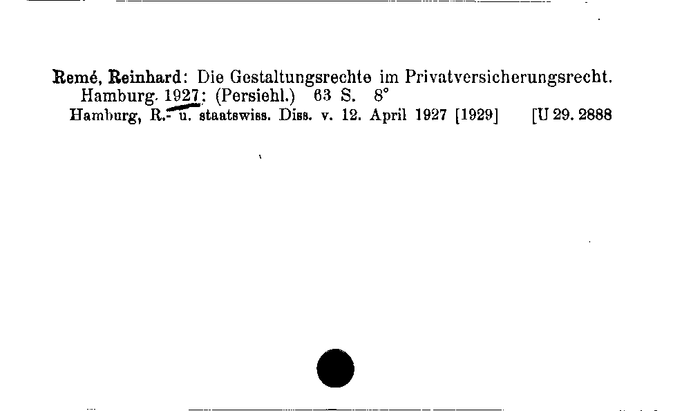 [Katalogkarte Dissertationenkatalog bis 1980]