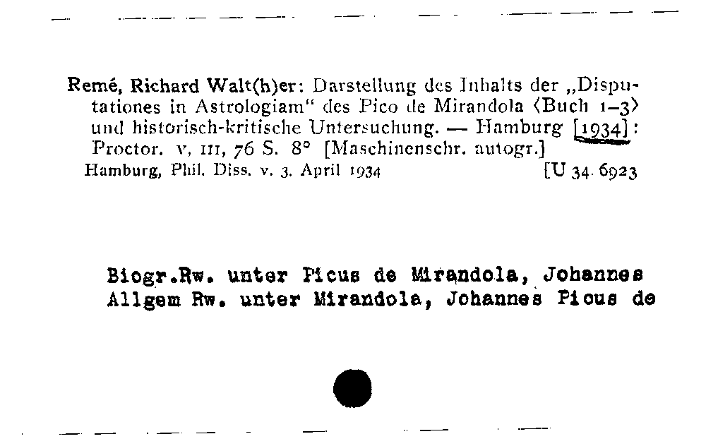 [Katalogkarte Dissertationenkatalog bis 1980]