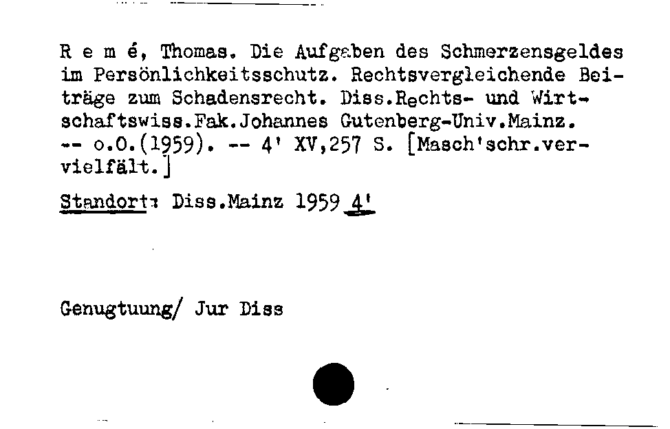 [Katalogkarte Dissertationenkatalog bis 1980]