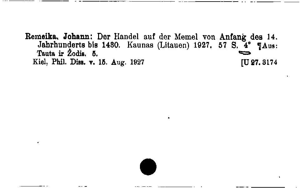 [Katalogkarte Dissertationenkatalog bis 1980]