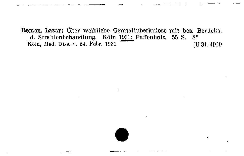 [Katalogkarte Dissertationenkatalog bis 1980]