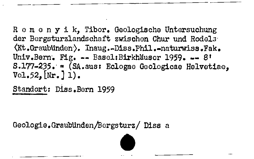 [Katalogkarte Dissertationenkatalog bis 1980]