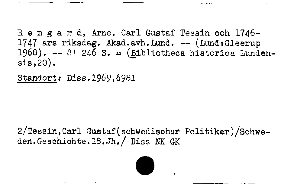 [Katalogkarte Dissertationenkatalog bis 1980]