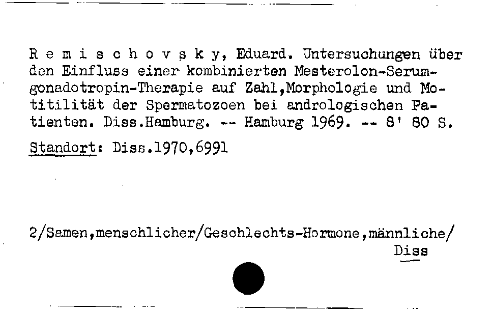 [Katalogkarte Dissertationenkatalog bis 1980]