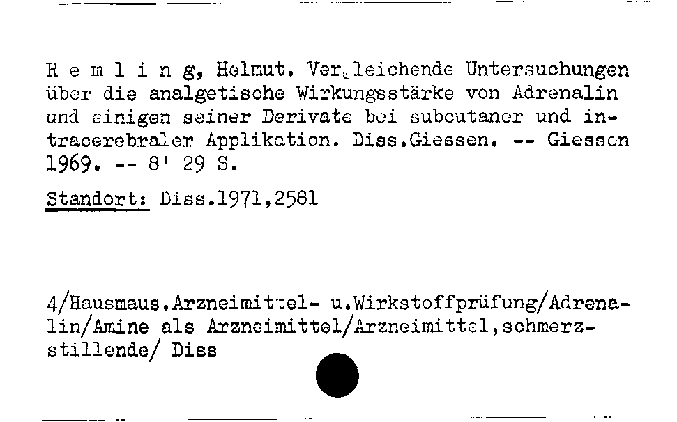 [Katalogkarte Dissertationenkatalog bis 1980]