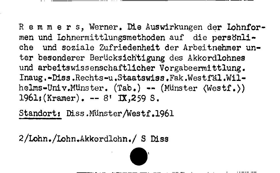 [Katalogkarte Dissertationenkatalog bis 1980]