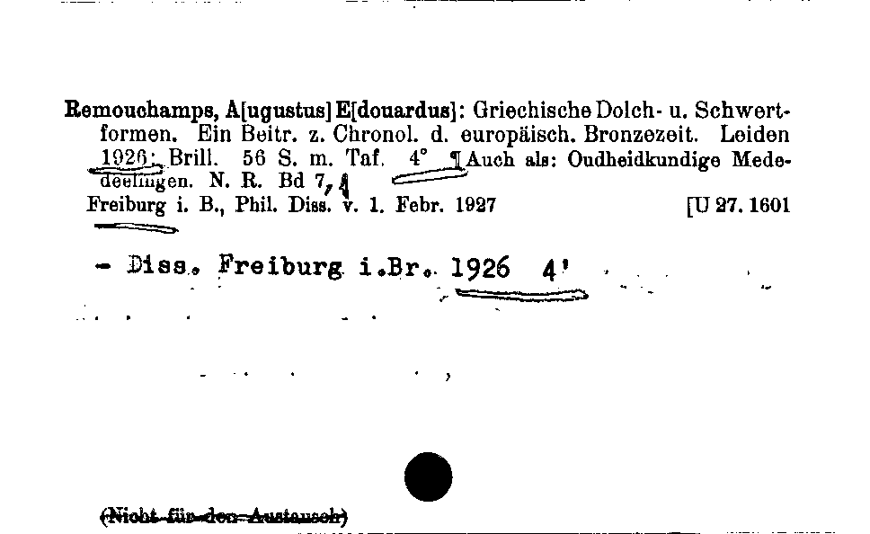 [Katalogkarte Dissertationenkatalog bis 1980]