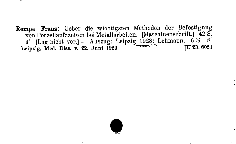 [Katalogkarte Dissertationenkatalog bis 1980]