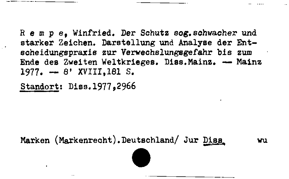 [Katalogkarte Dissertationenkatalog bis 1980]