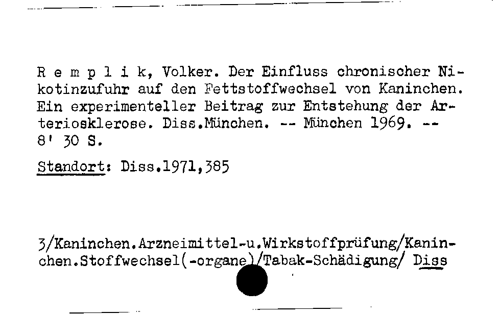 [Katalogkarte Dissertationenkatalog bis 1980]