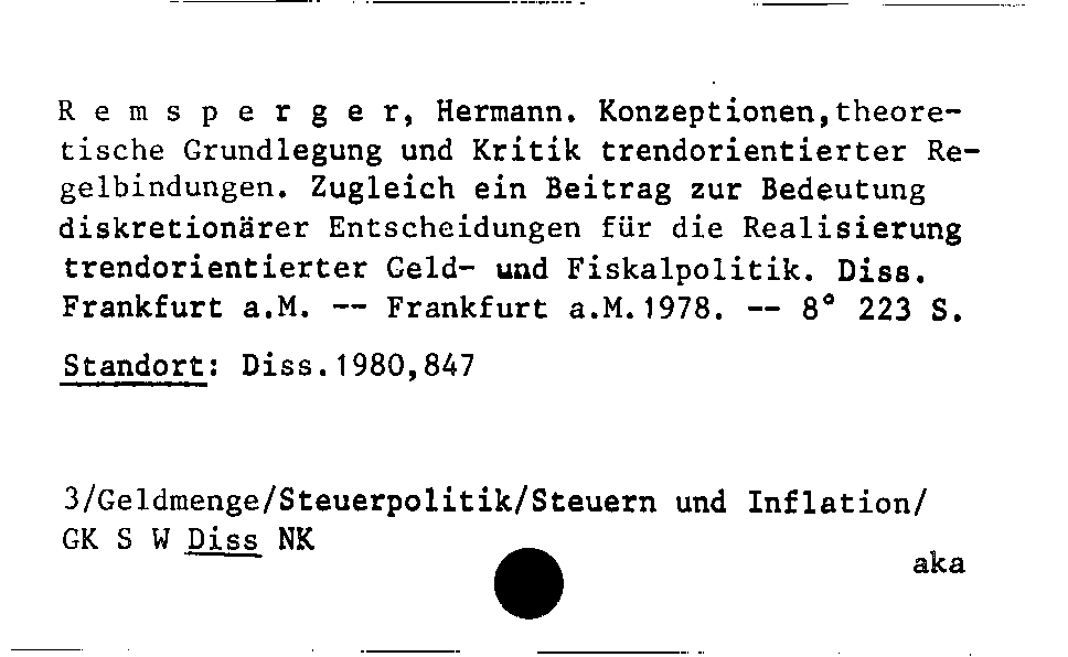 [Katalogkarte Dissertationenkatalog bis 1980]