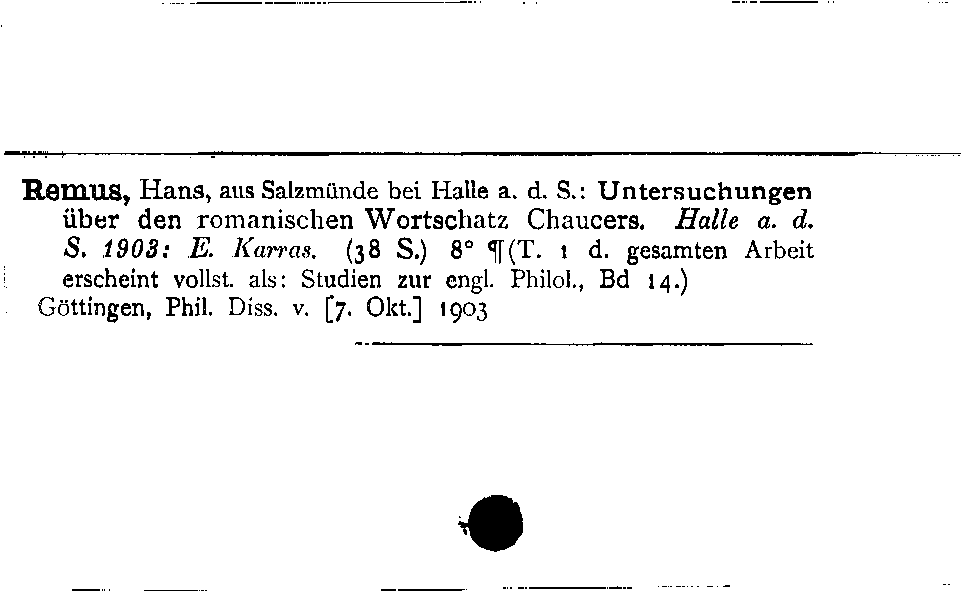 [Katalogkarte Dissertationenkatalog bis 1980]