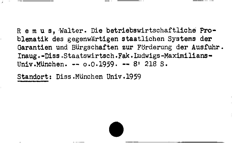 [Katalogkarte Dissertationenkatalog bis 1980]