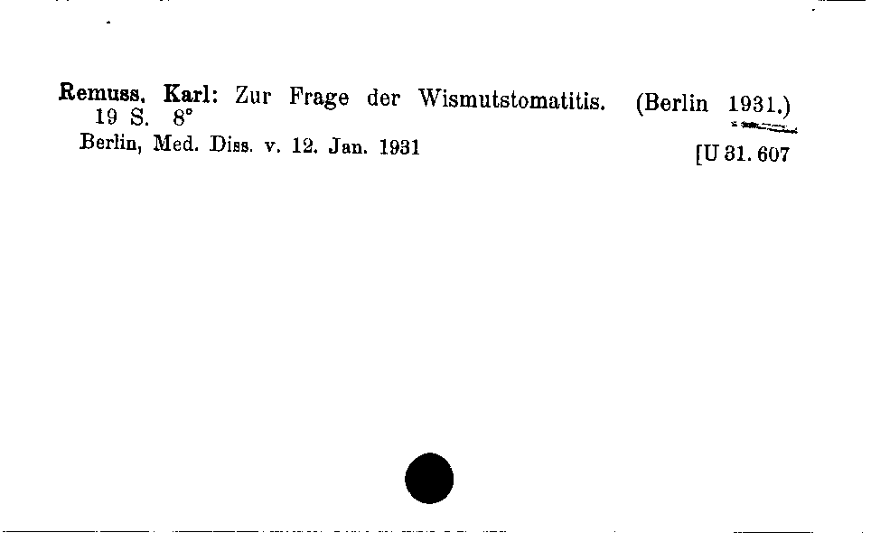 [Katalogkarte Dissertationenkatalog bis 1980]