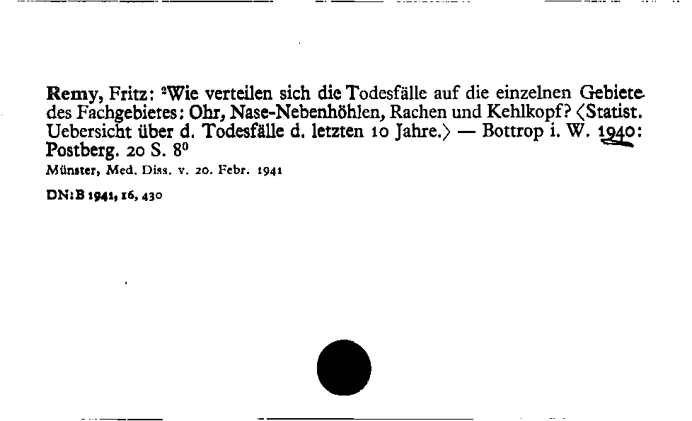 [Katalogkarte Dissertationenkatalog bis 1980]