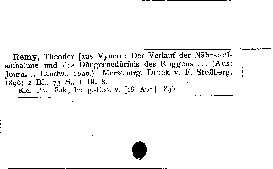 [Katalogkarte Dissertationenkatalog bis 1980]