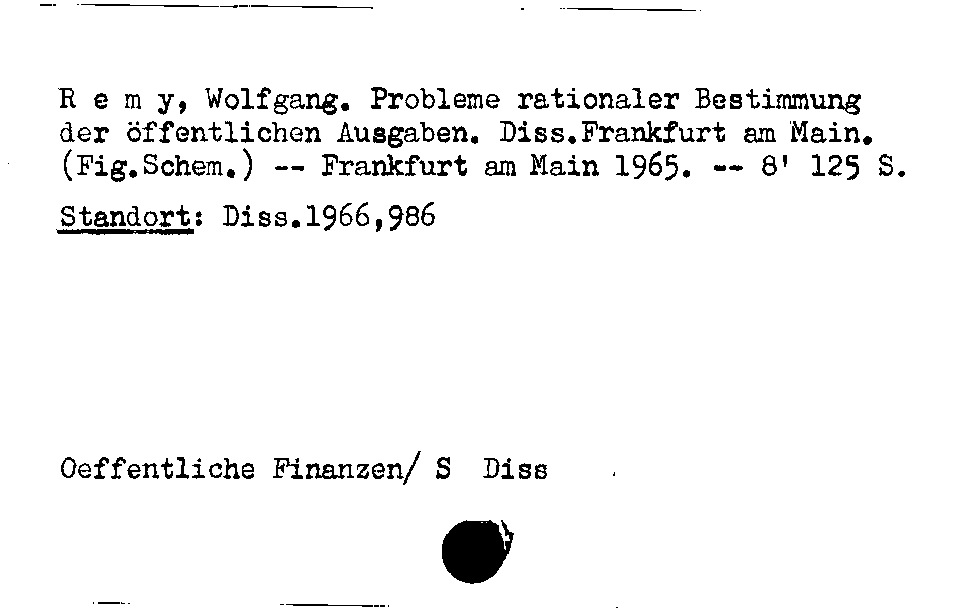 [Katalogkarte Dissertationenkatalog bis 1980]