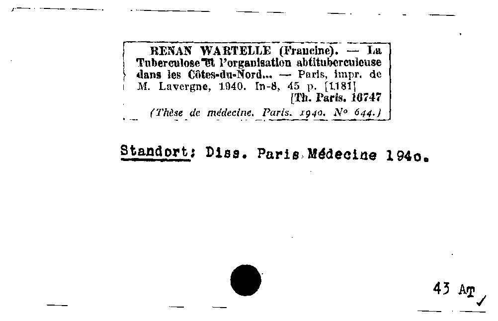 [Katalogkarte Dissertationenkatalog bis 1980]