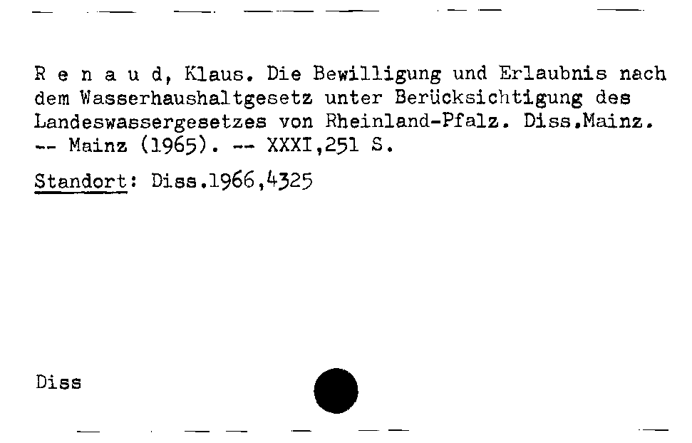 [Katalogkarte Dissertationenkatalog bis 1980]