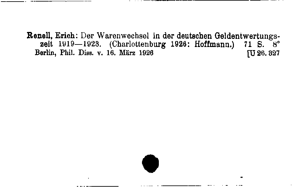 [Katalogkarte Dissertationenkatalog bis 1980]