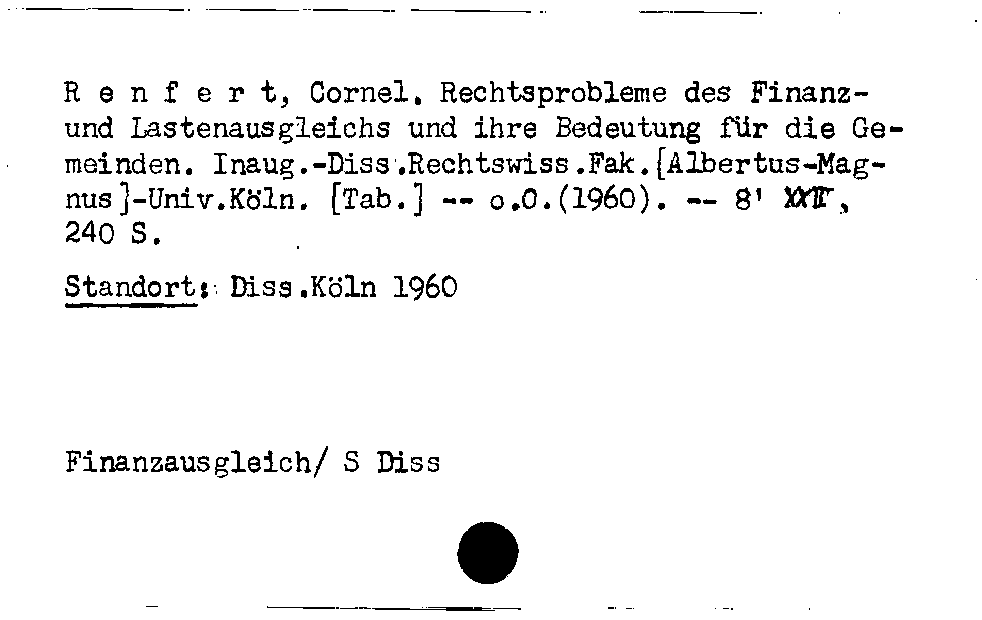 [Katalogkarte Dissertationenkatalog bis 1980]