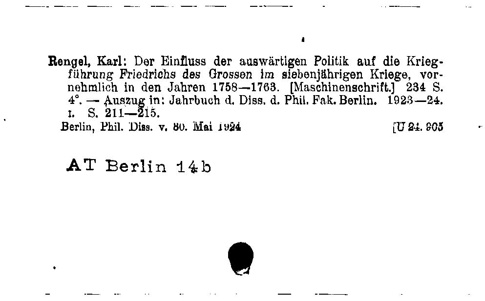 [Katalogkarte Dissertationenkatalog bis 1980]