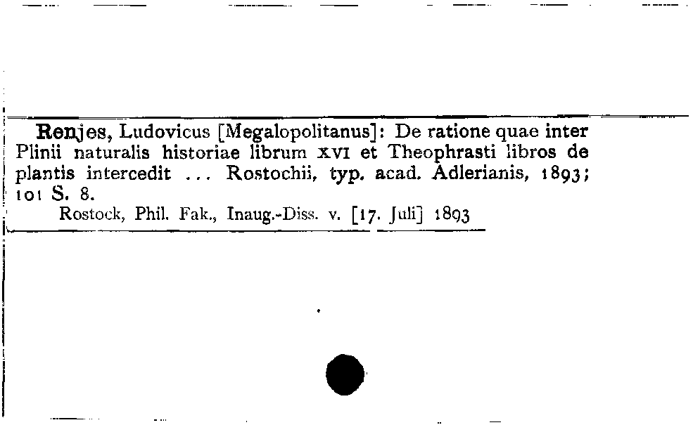 [Katalogkarte Dissertationenkatalog bis 1980]