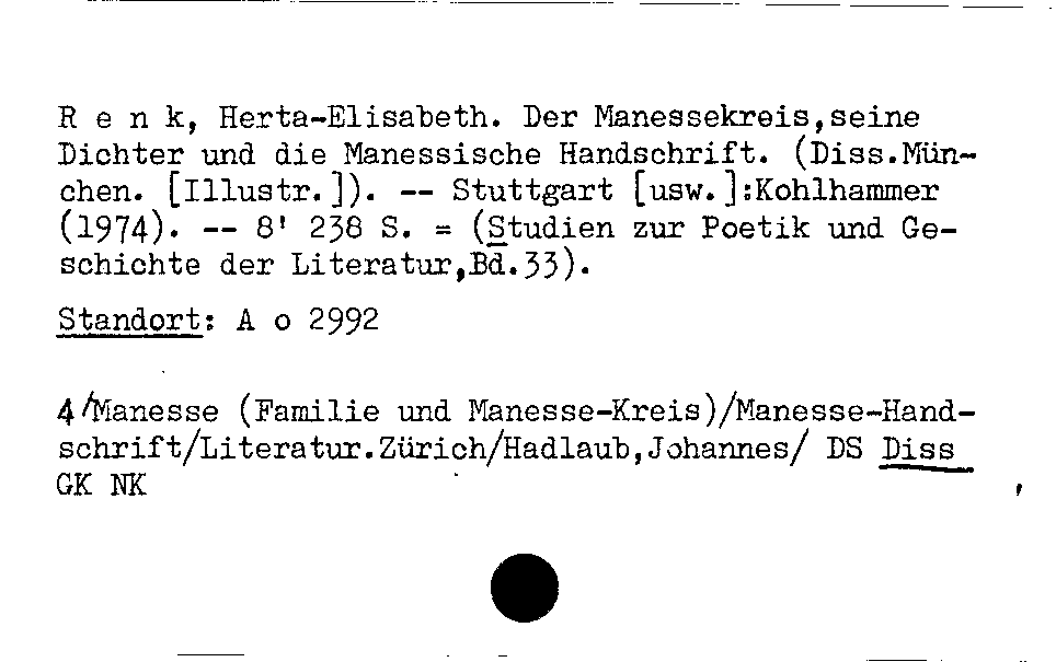 [Katalogkarte Dissertationenkatalog bis 1980]