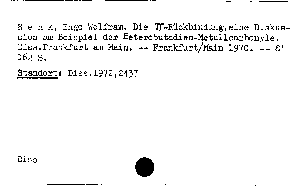 [Katalogkarte Dissertationenkatalog bis 1980]