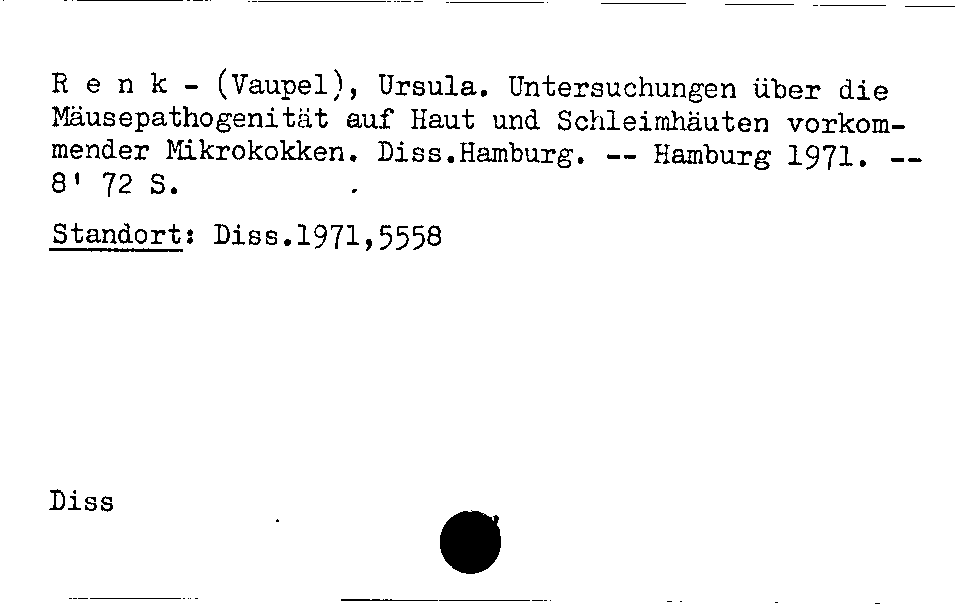 [Katalogkarte Dissertationenkatalog bis 1980]