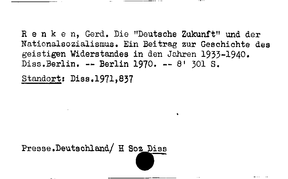 [Katalogkarte Dissertationenkatalog bis 1980]