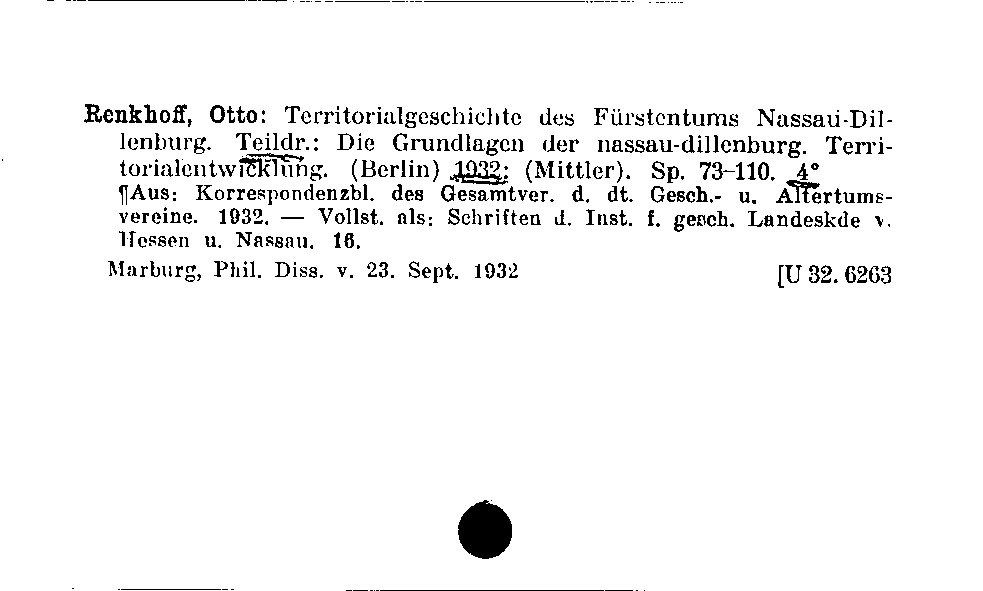 [Katalogkarte Dissertationenkatalog bis 1980]