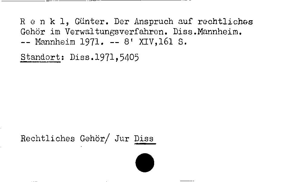 [Katalogkarte Dissertationenkatalog bis 1980]