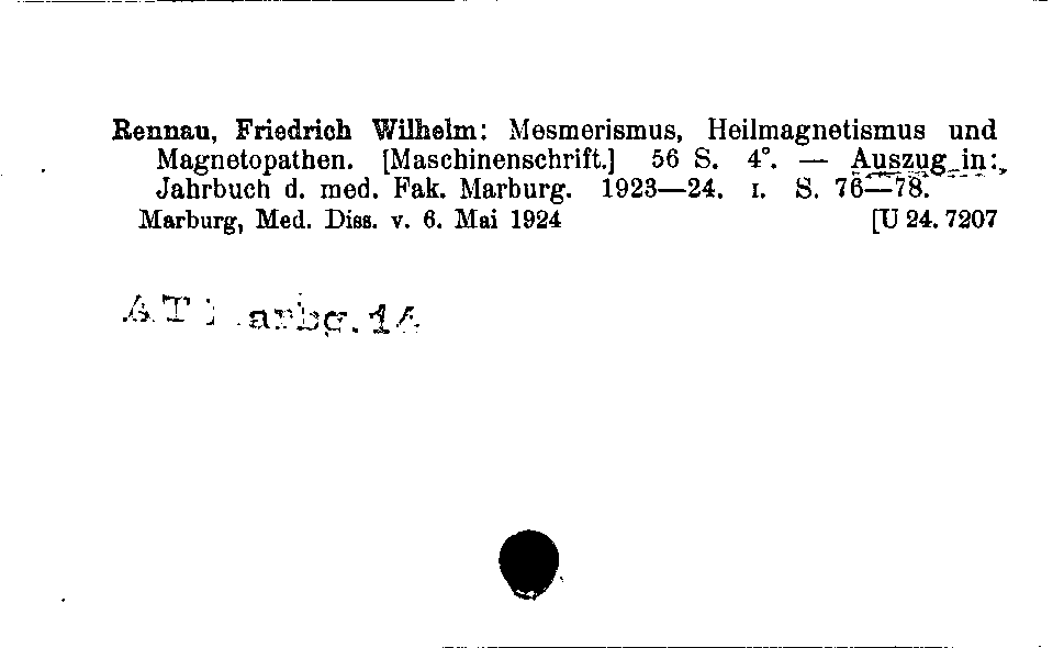 [Katalogkarte Dissertationenkatalog bis 1980]