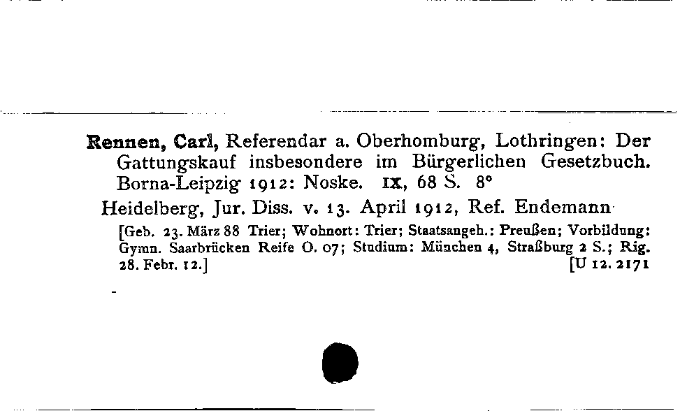 [Katalogkarte Dissertationenkatalog bis 1980]